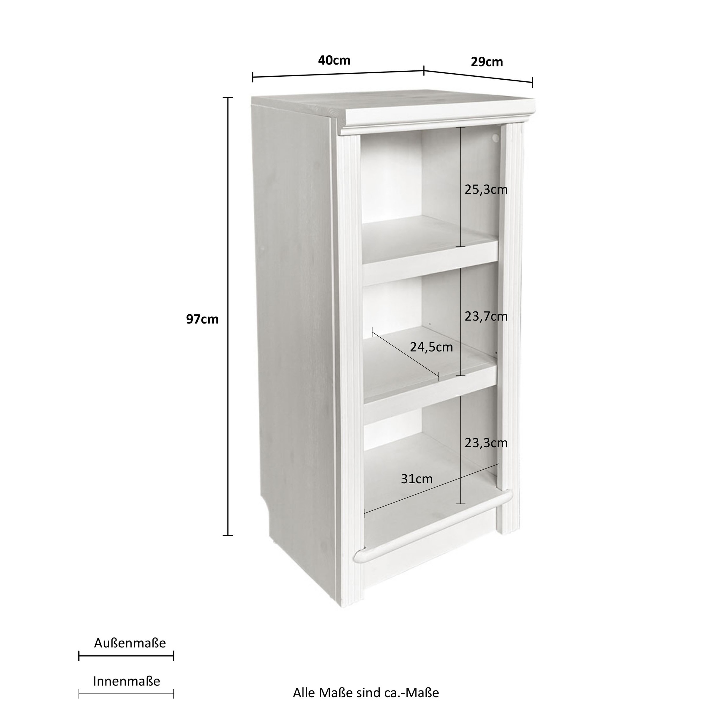 Home affaire Standregal »Soeren Stege« Aus massiver Kiefer, Masse (B/T/H): 40/29/97 cm