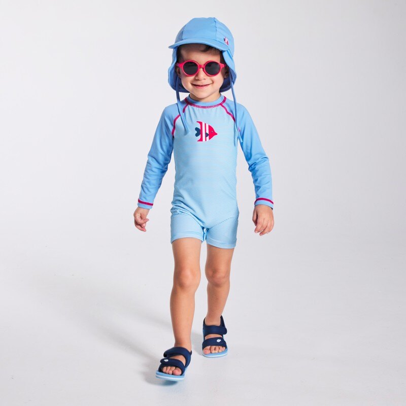 Casquette anti UV couvrante bleue bébé garçon Bleu