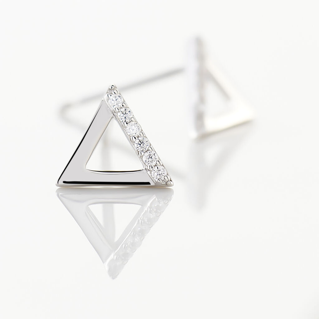 Boucles D'oreilles Puces Lorena Argent Blanc Oxyde De Zirconium