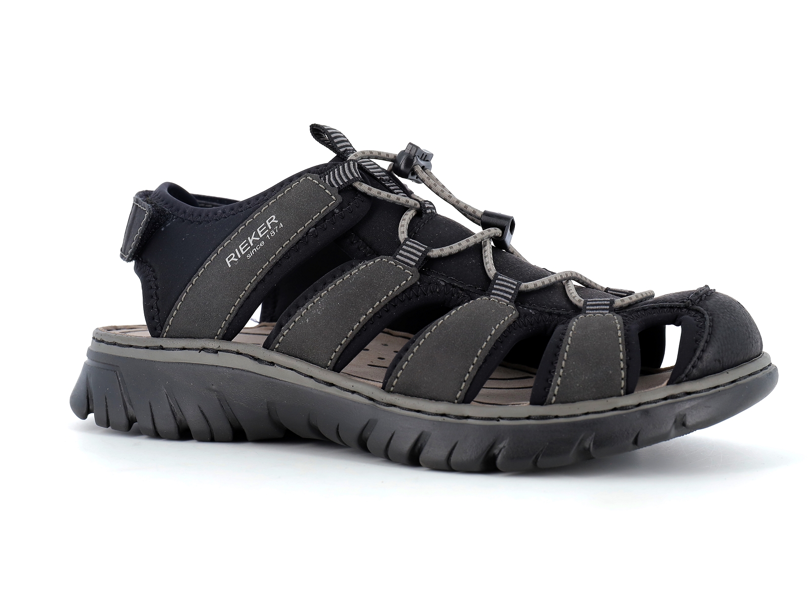 Rieker-26770 Matières combinées Noir Gris