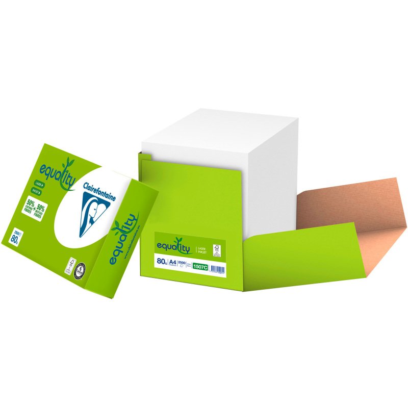 Papier recyclé A4 blanc 80 g Clairefontaine Equality - Boîte de 2500 feuilles