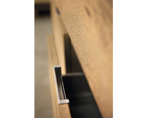 3-delige badkamermeubelset, dubbele wastafel Sanox Porto, BxHxD 121 x 170 x 51 cm, frontkleur eiken naturel, met keramische wastafel wit, 84730227