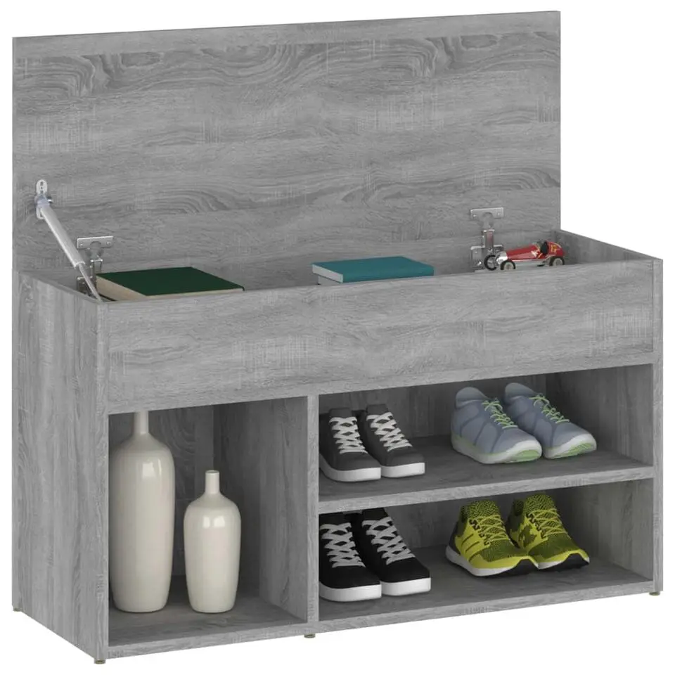vidaXL - Schoenenbank - Grijs - Bewerkt hout - 80 x 30 x 45 cm