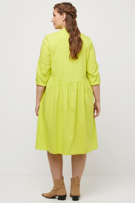 Blusenkleid, A-Linie, Quernaht, Stehkragen, 3/4-Arm