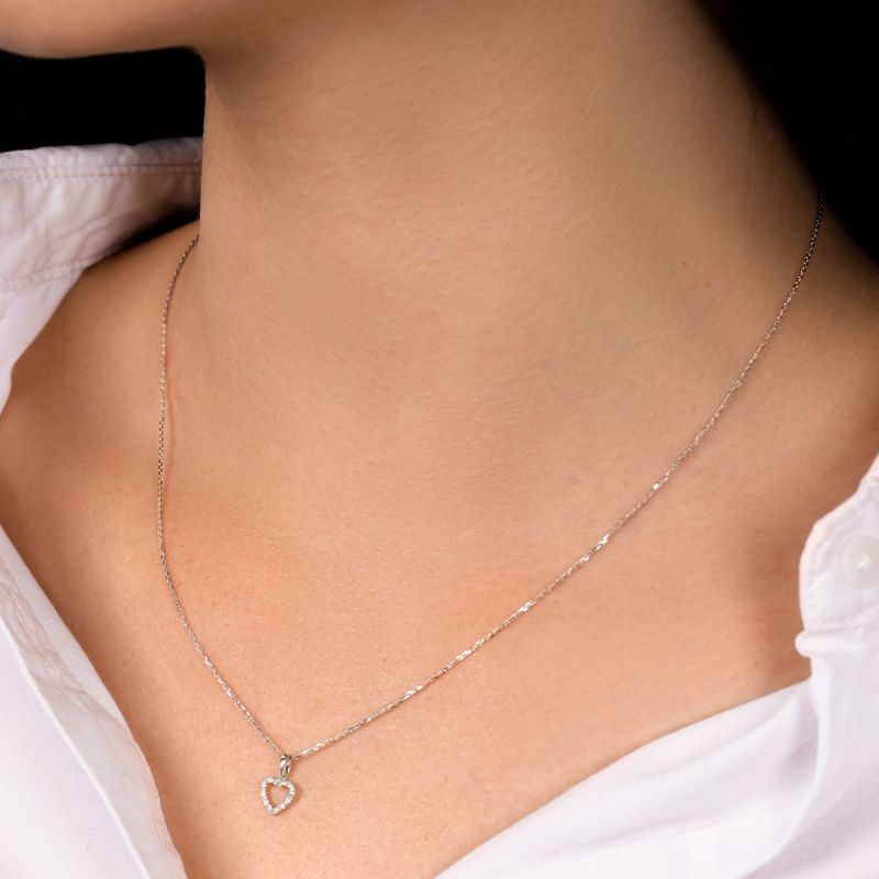 Pendentif  Coeur Or Blanc et Diamant