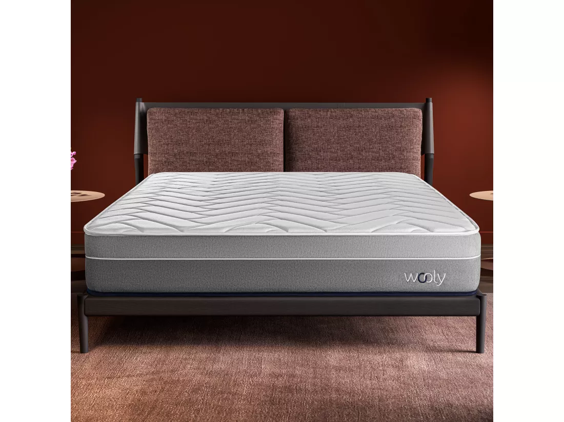 Matelas Wooly Original 140x200 cm - Hybride - Ressorts ensachés - Laine - Latex - Mousse mémoire adaptative - HR - Confort mi-Ferme 7 Zones - 24 cm