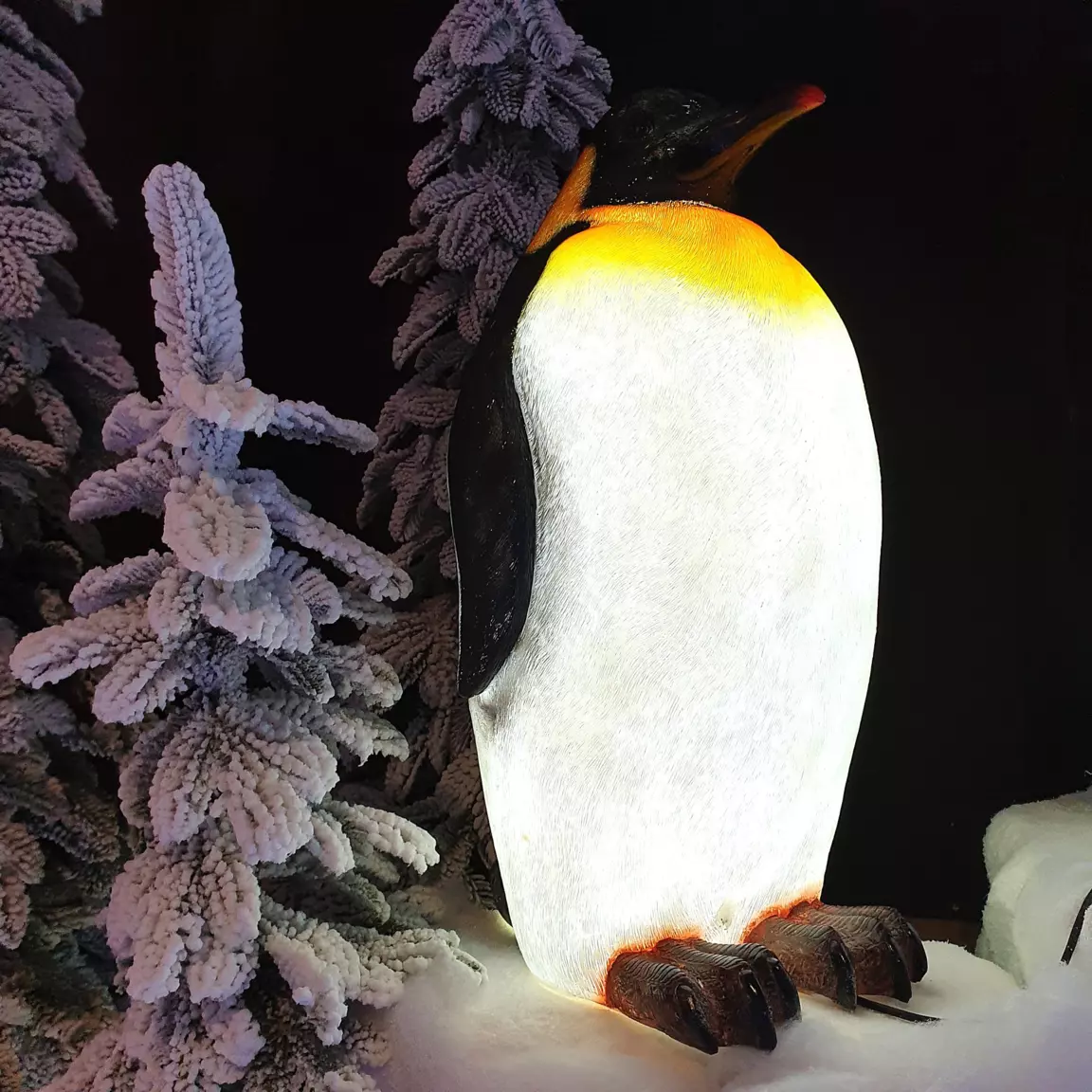 Pingouin lumineux fibre de verre 8 LED (H50 cm) Zélian Blanc froid