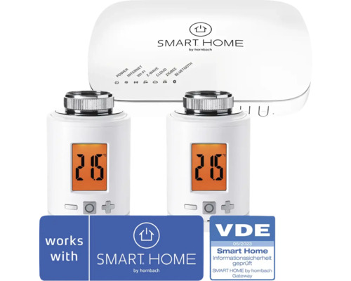 SMART HOME by hornbach Starterset Verwarming incl. Gateway en 2 Eurotronic Radiatorthermostaten