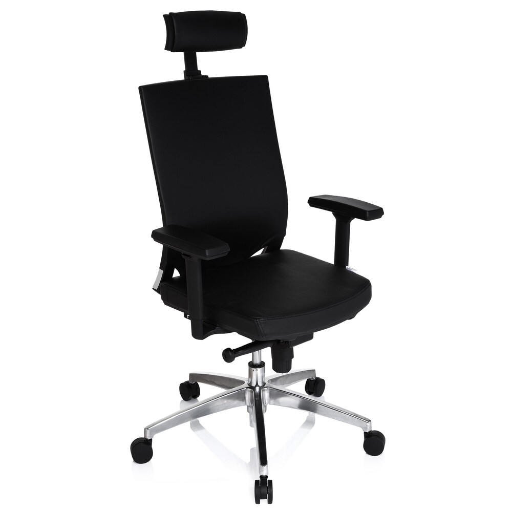 Profi Bürostuhl PORTO MAX HIGH Leder mit Armlehnen (höhenverstellbar) hjh OFFICE
