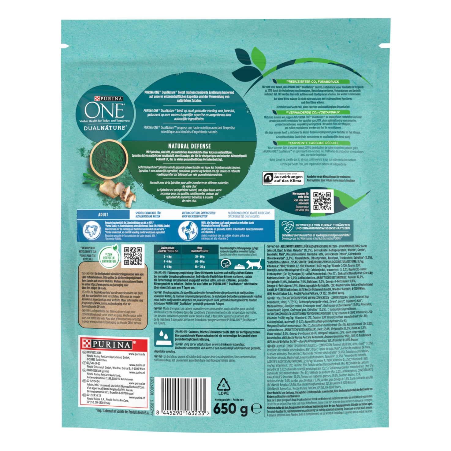 ONE Dual Nature Trocken-Katzenfutter Adult Spirulina & Lachs
