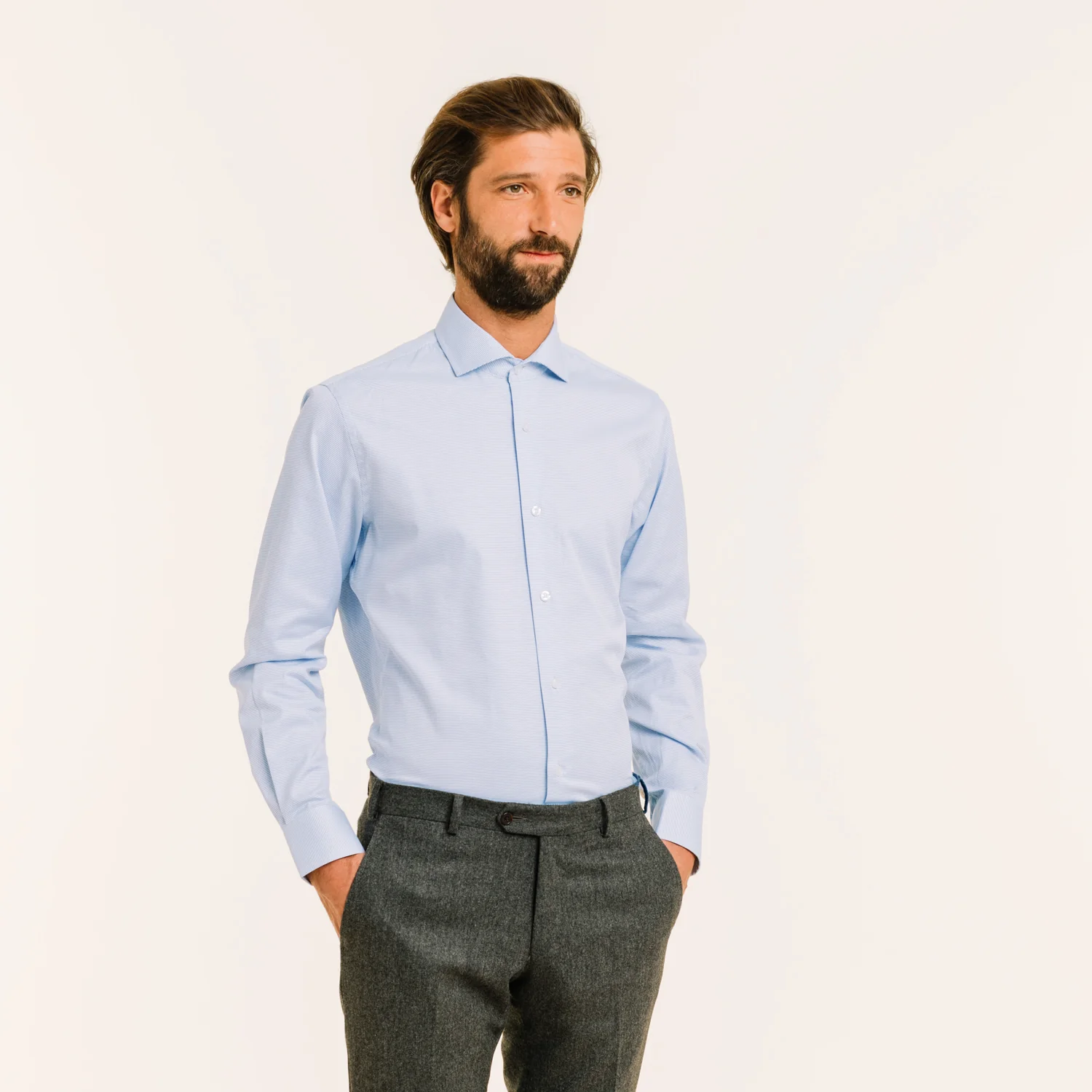 Blue double-twisted royal oxford shirt