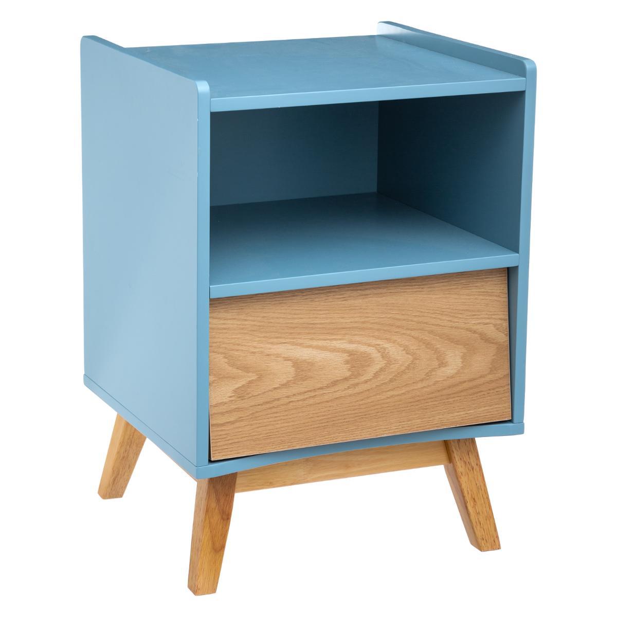 CHEVET 1 TIROIR BLEU ELVA D.43X30X62CM