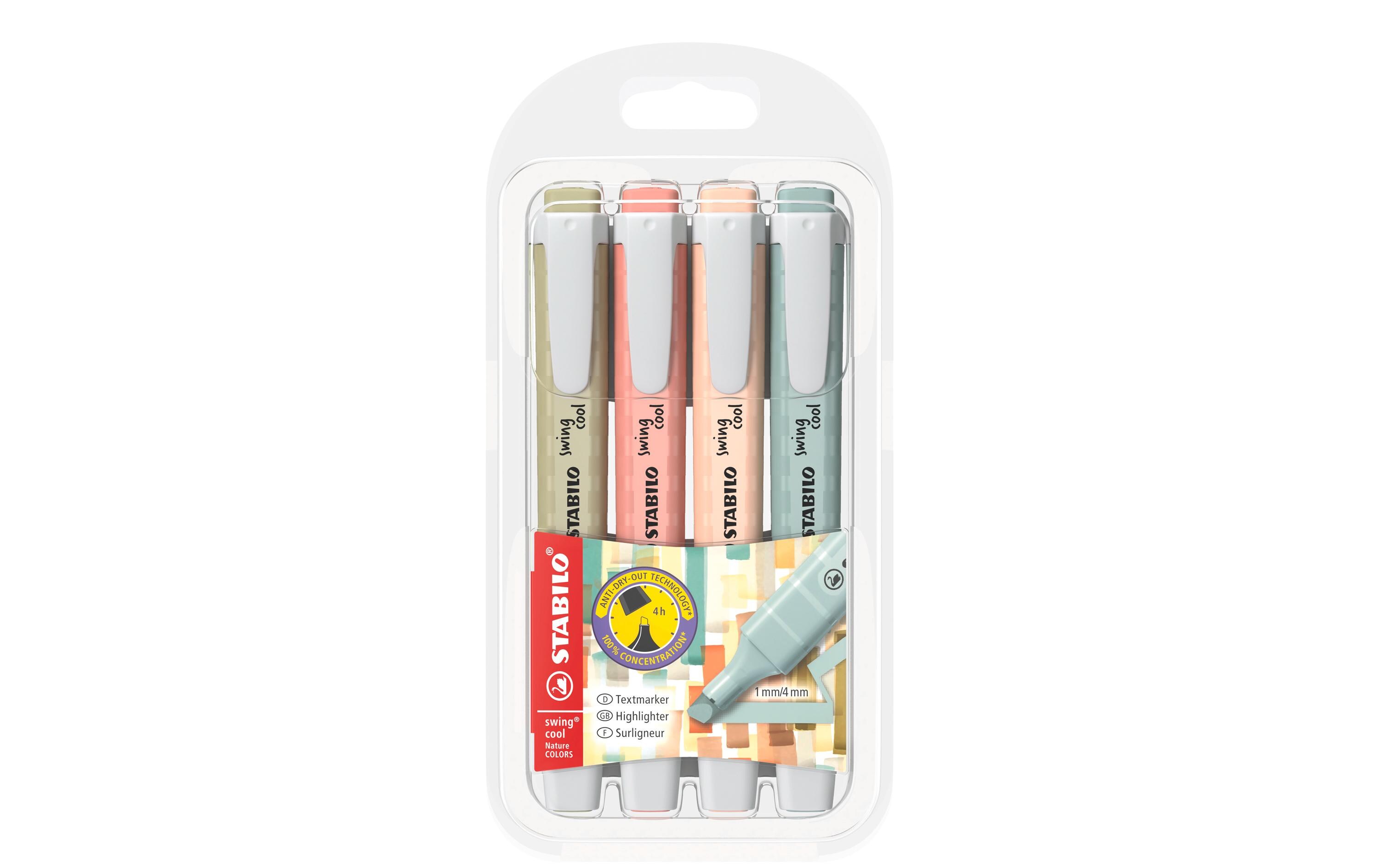 Textmarker Swing Cool 4er EtuiMarker mit zwei Strichstärken