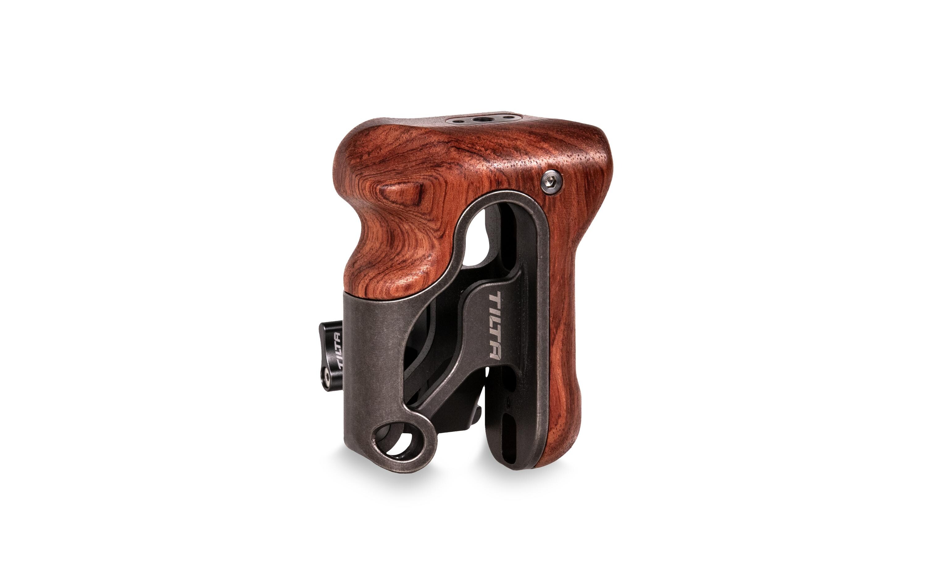 Left Side Wooden Handle Type VI - Tactical GrayErgonomischer Griff zur Befestigung an der linken Seite der Tiltaing-Kamerakäfige für maximalen Komfort