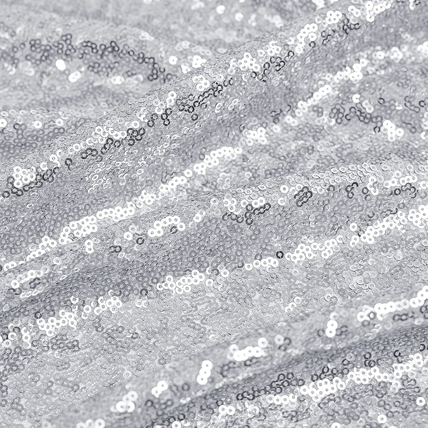 (Ø100cm) Glitzer Tischdecke Party Dekoration Pailletten Tisch Tuch - Silber