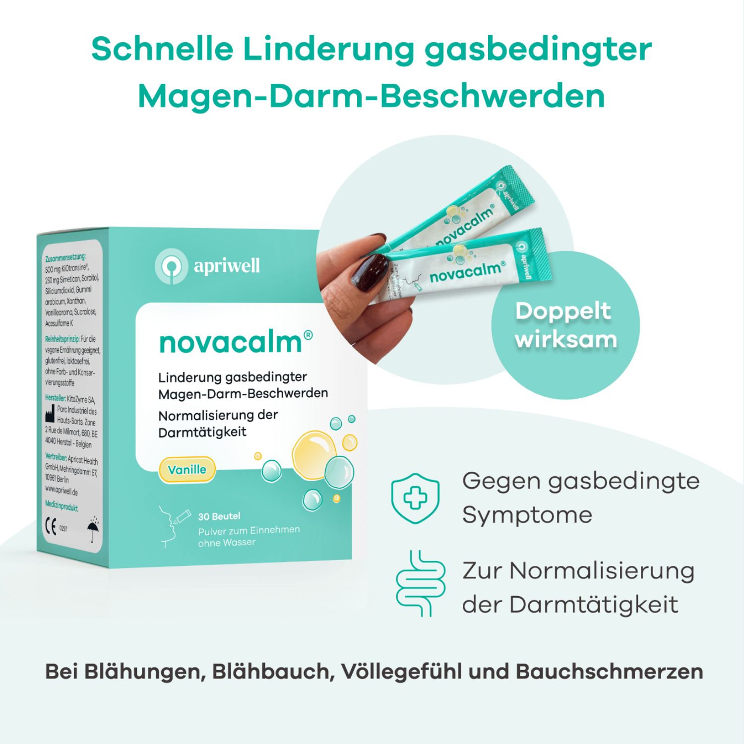 Apriwell Novacalm  bei gasbedingten Magen-Darm-Beschwerden