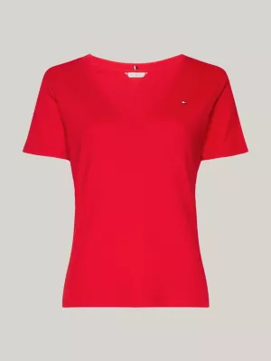 Camiseta Slim Fit com Decote em V e Textura Canelada