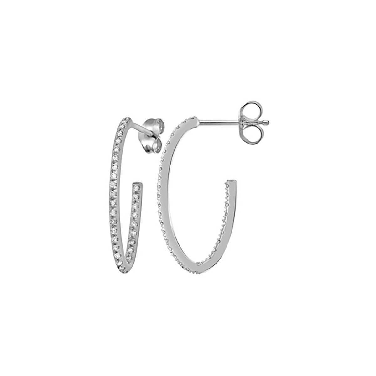 Boucles d'oreilles créoles or blanc diamants