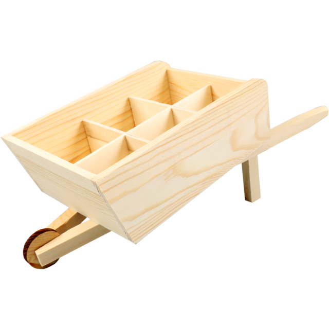 Bierverpakking, Kruiwagen, Hout, 6 flessen, 29x29x15cm, naturel