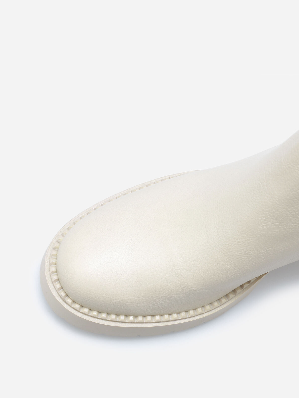 Bottines à talon et semelle crantés- Beige