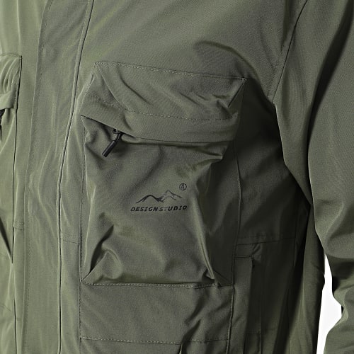 Veste Zippée Capuche Vert Kaki