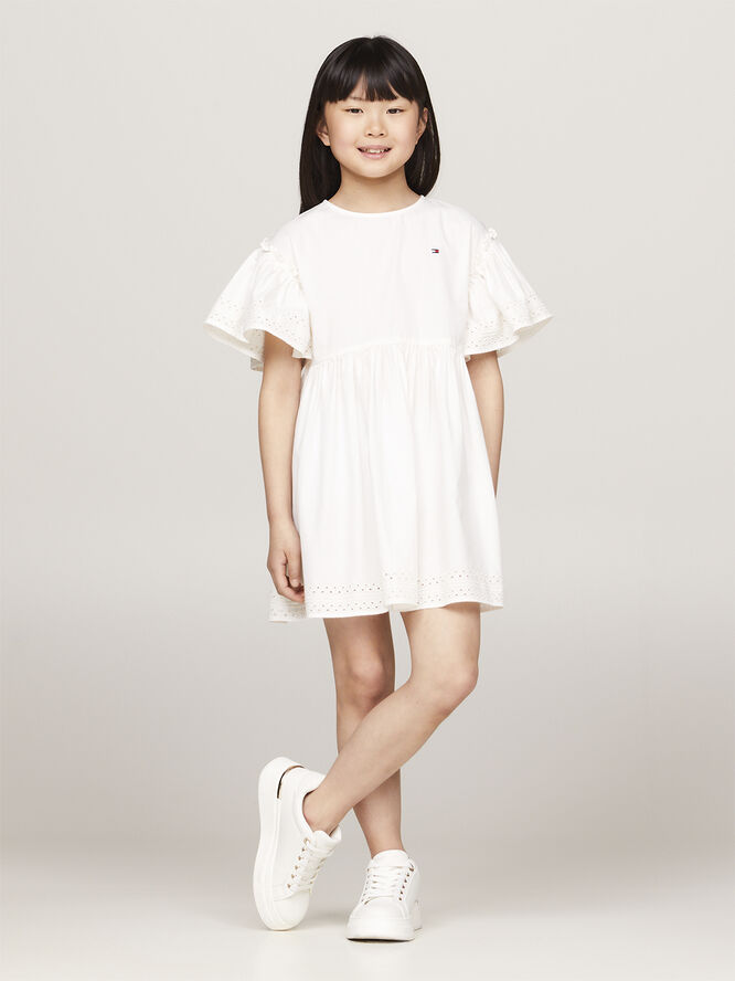 Tommy Hilfiger BRODERIE ANGLAISE DRESS SS Ancient white