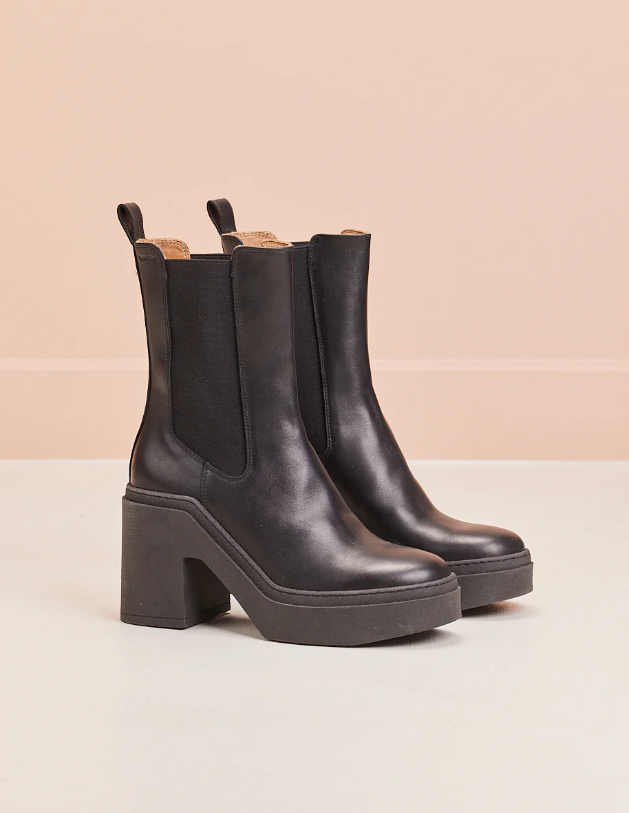 Bottines à talons Sophie - Cuir noir