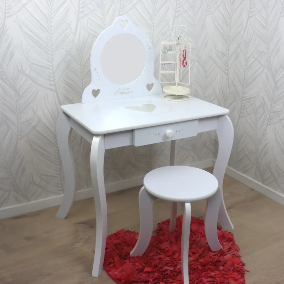 MISOU Make up Tafel voor Meisjes Kaptafel Kind met Kruk en Spiegel