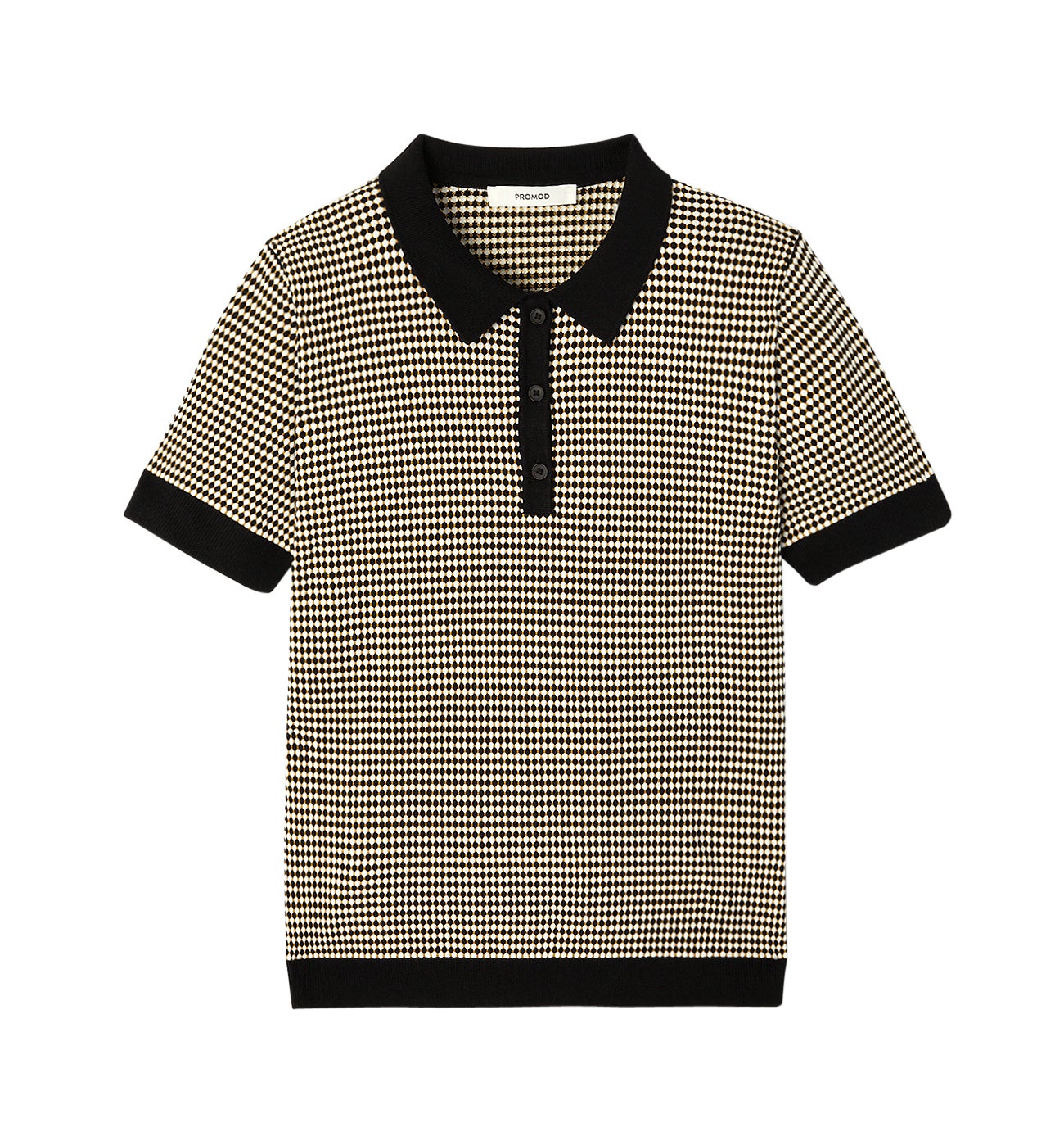 Pull polo effet jacquard Femme - Imprimé ocre