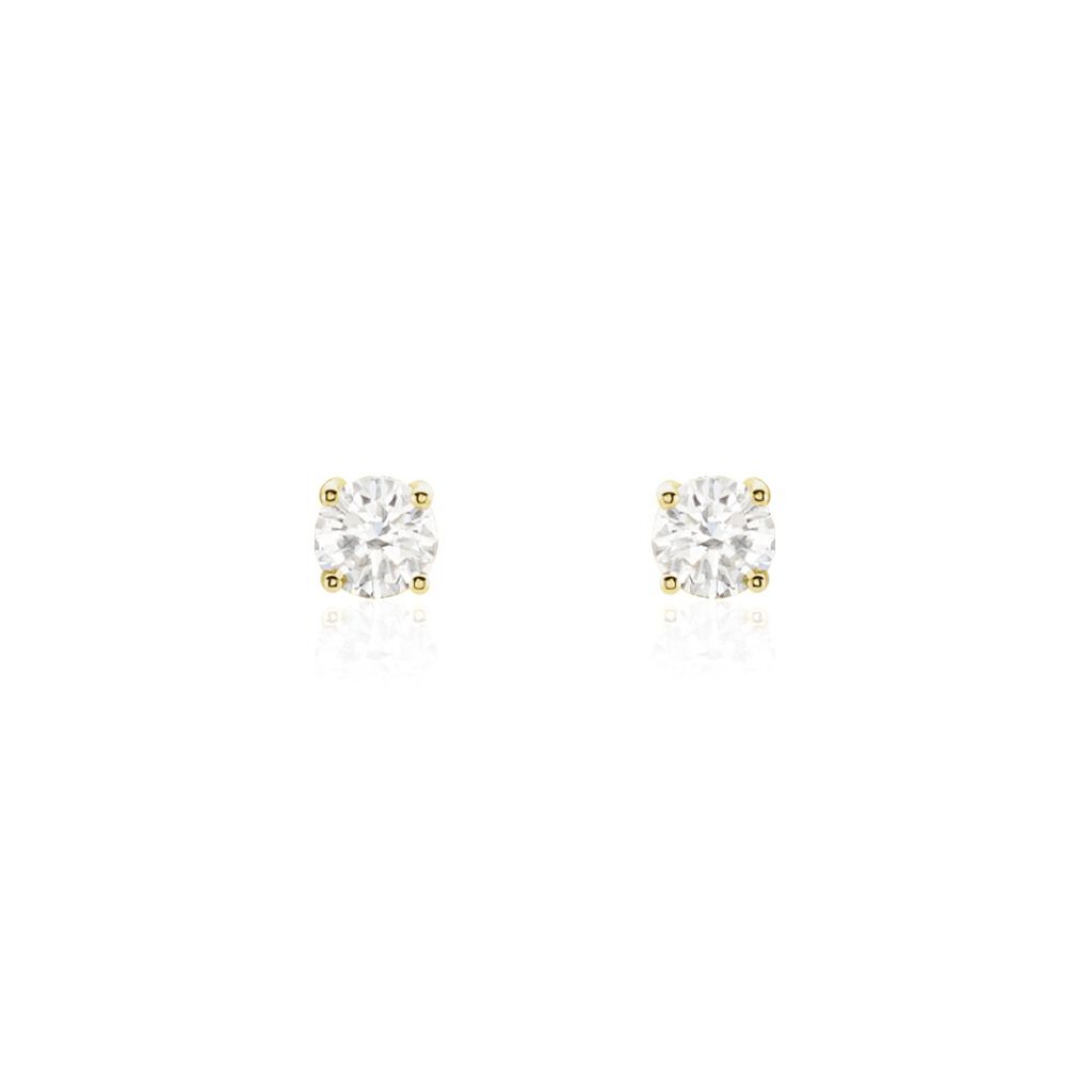 Boucles D'oreilles Puces Or Jaune Diamants Synthetique