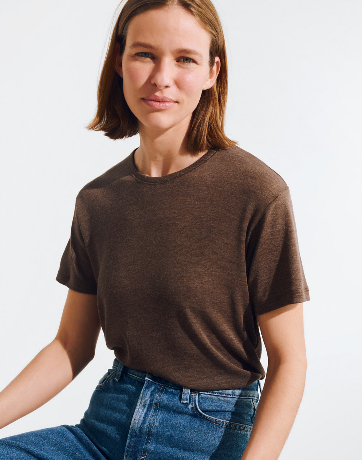 T-shirt van merinowol/zijde voor dames
