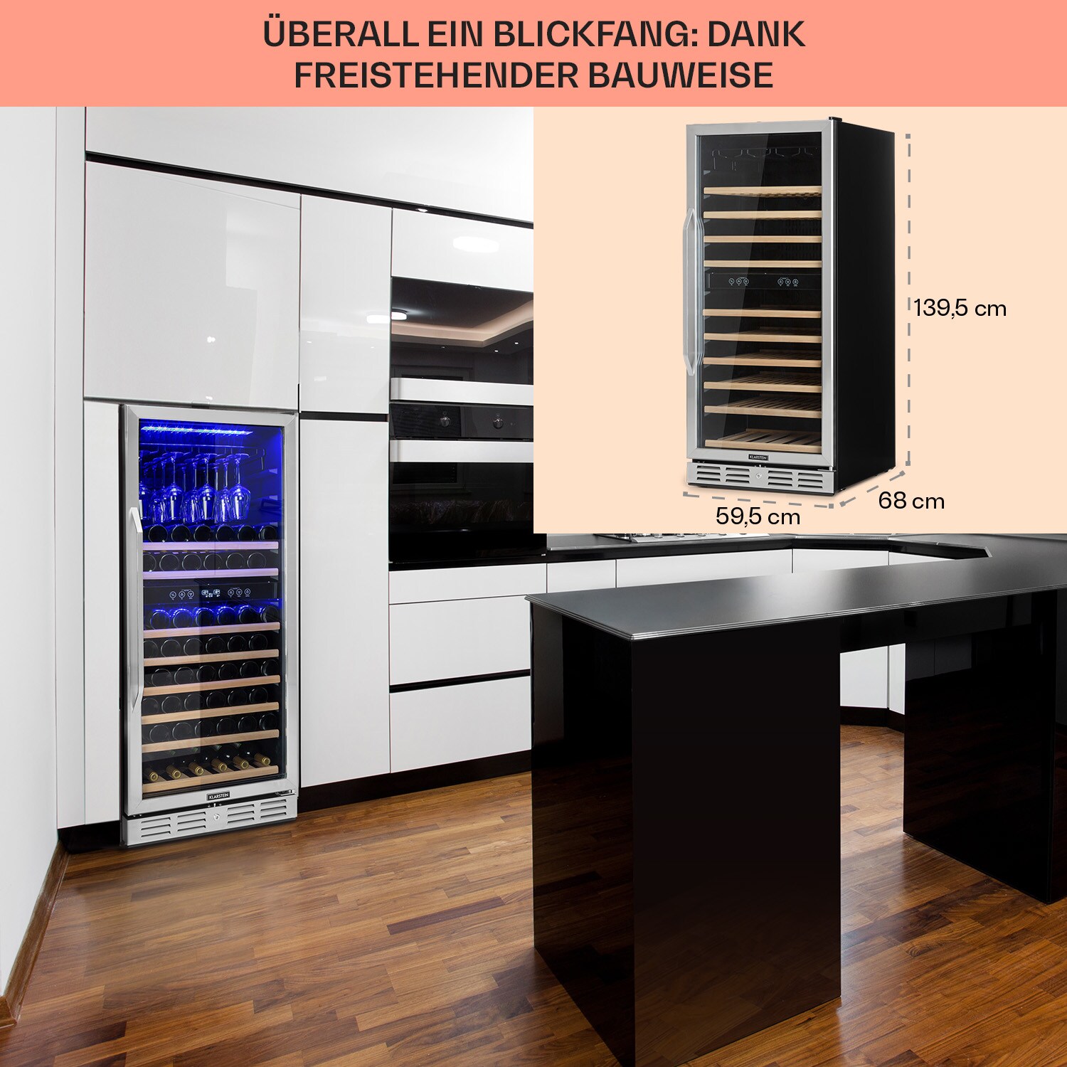 Vinovilla Grande 116 Built-in Duo Weinkühlschrank 310 Ltr 116 Fl. LED 313 Liter 2 Kühlzonen