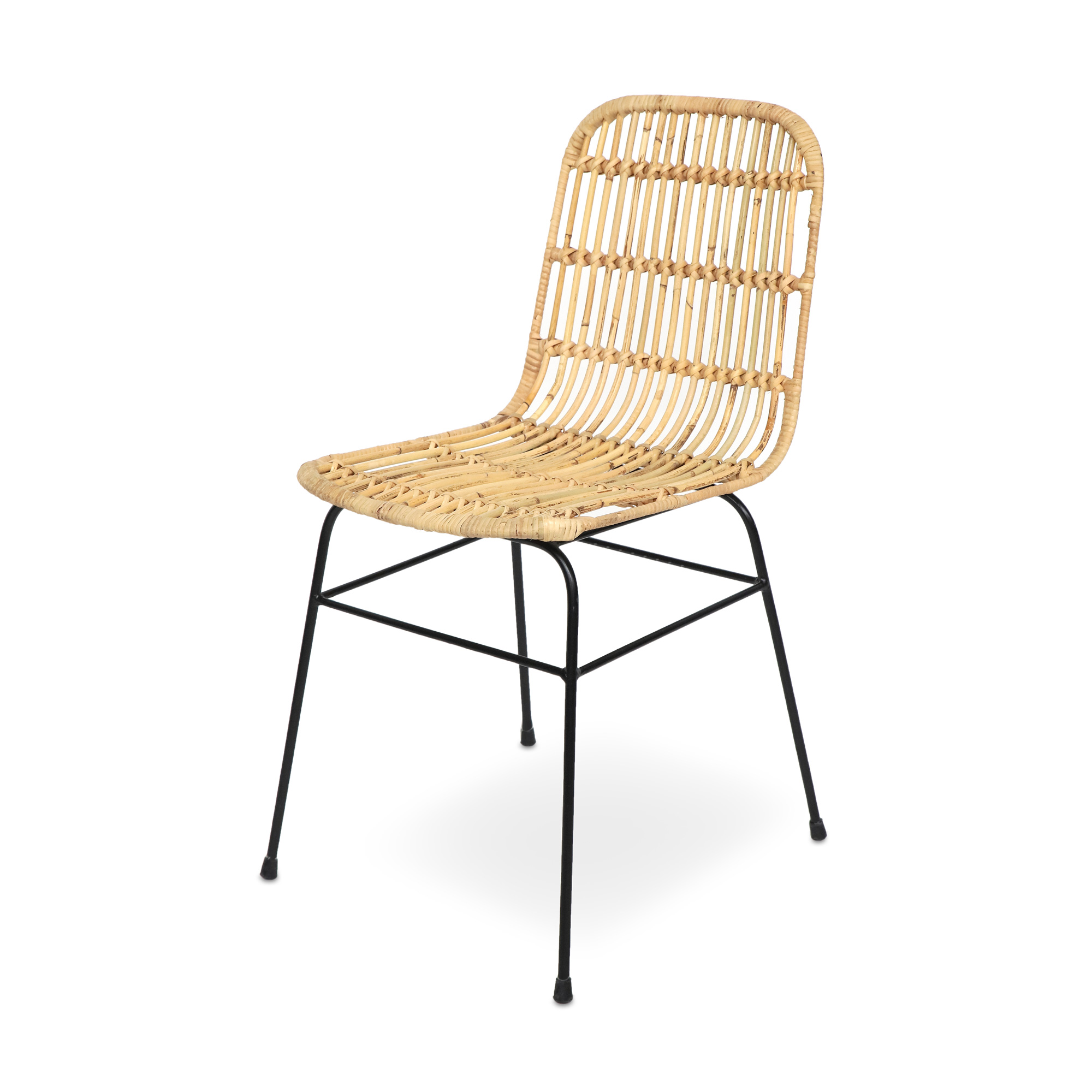 Rattan-Stuhl 'Brehm', natur, schwarz, B 43 cm, L 54 cm, H 81 cm von fischer's lagerhaus