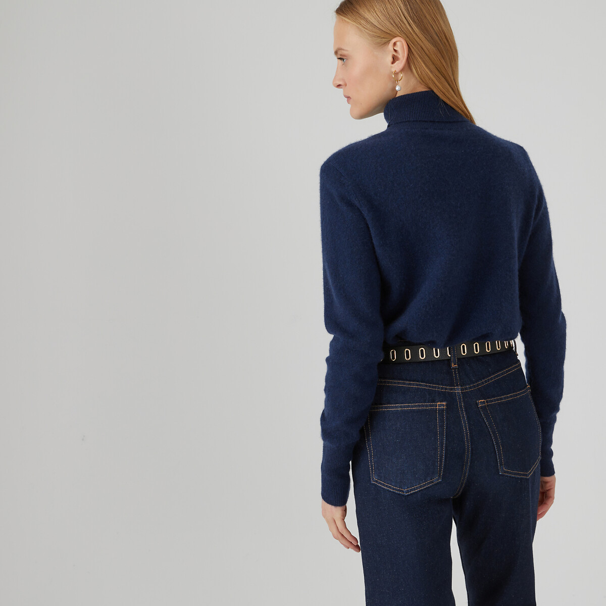 COLEÇÕES LA REDOUTE<br>Suéter de gola alta em malha fina de cashmere