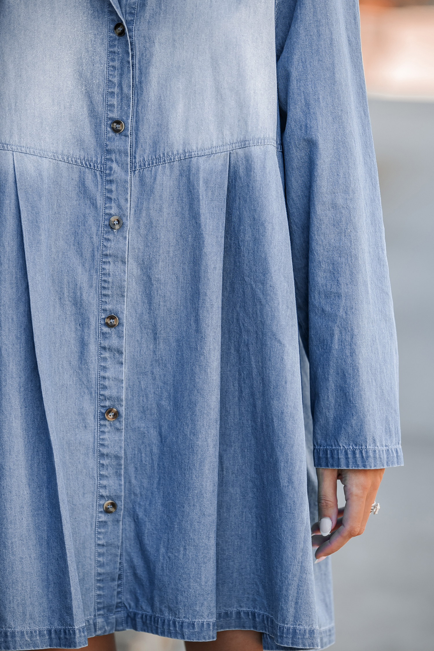 Robe mini en denim et pur coton à boutons