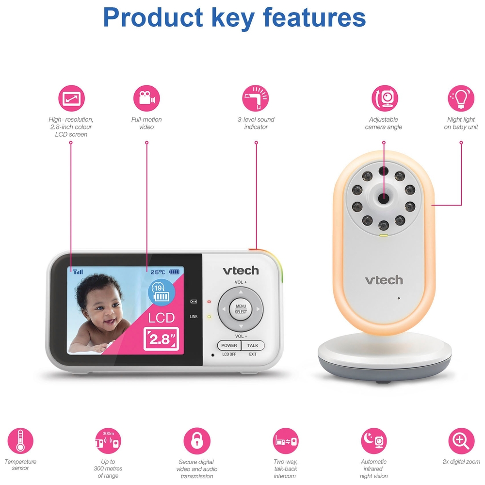 VTech VM3258 2,8-Zoll-Video-Babyphone