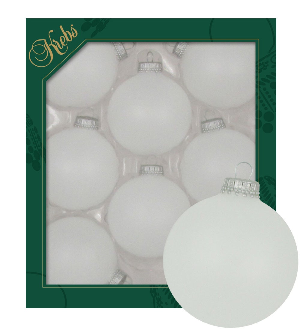 Sneeuwwitte matte glazen ballen van 7 cm, effen, 8 stuks, kerstballen, kerstversieringen, kerstballen voor in de boom