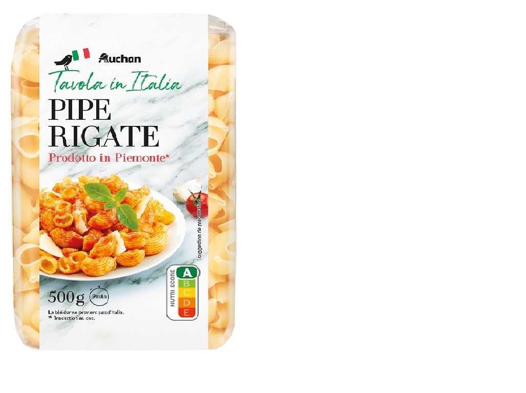 PIPE RIGATE AUCHAN À MESA EM ITÁLIA 500 G