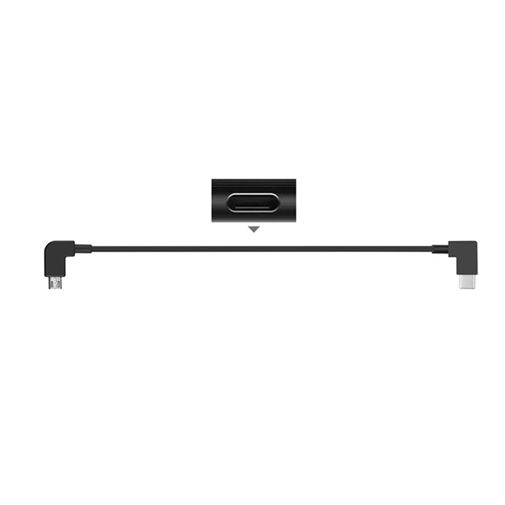 (30cm) Micro USB auf USB C Anschluss Kabel Smartphone / Tablet Verbindungskabel für DJI Drohnen Fernbedienung - Schwarz