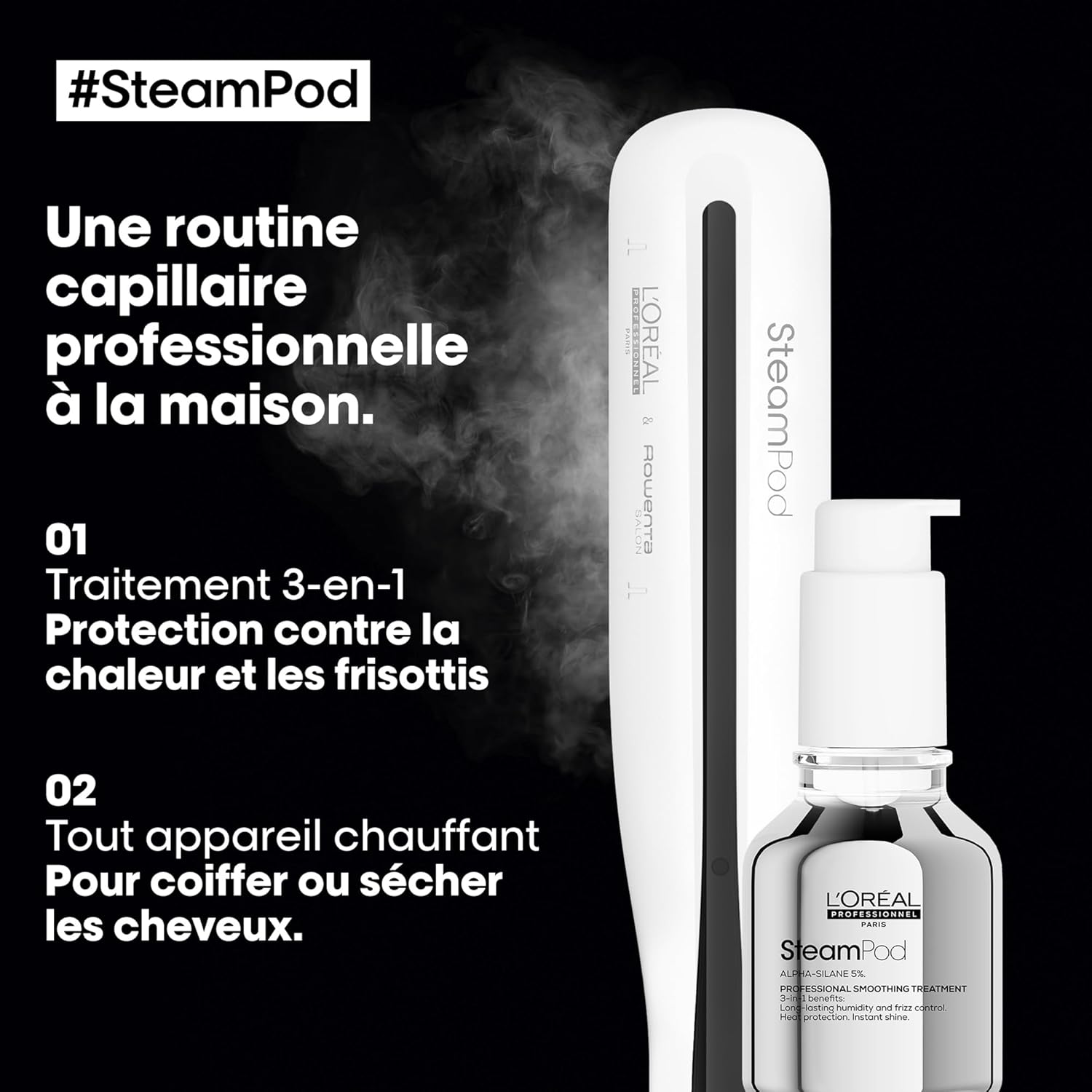 Steampod 3 - Lisseur Vapeur Professionnel 2-en-1 : Lissage & Wavy - Céramique Fer à lisser à la technologie vapeur - Adapté à tous types de cheveux - L'Oréal Professionnel -
