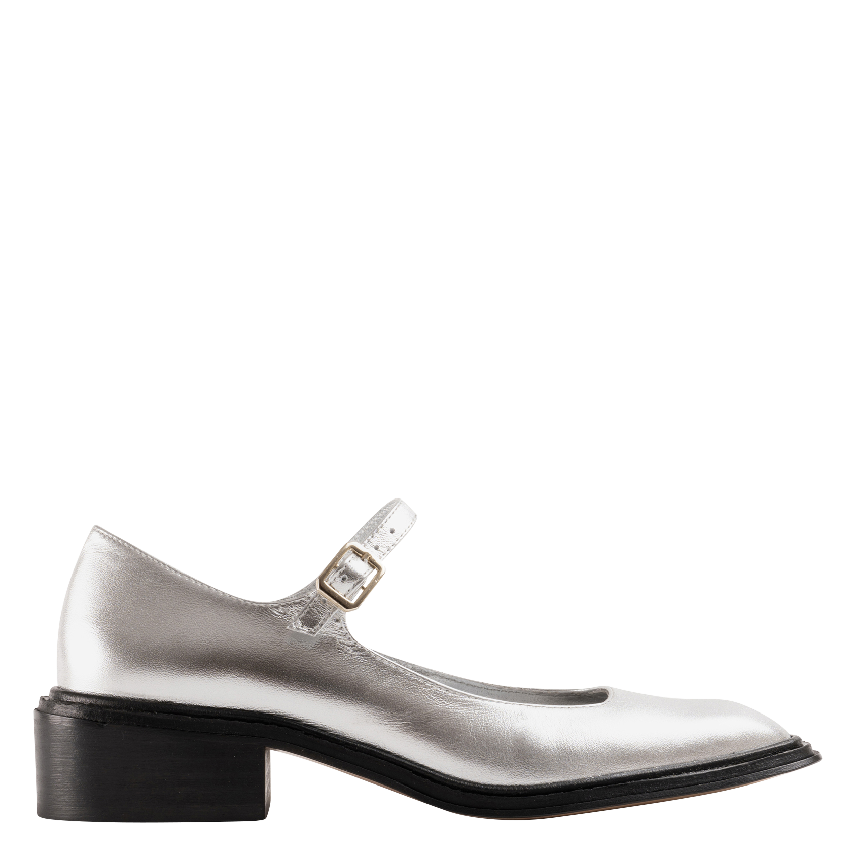 PENELOPE - Babies à petits talons en cuir métallisé | Argent