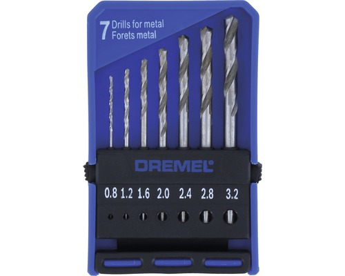 Dremel Precisieboorset Ø 0,8 / 1,2 / 1,6 / 2,0 / 2,4 / 2,8 / 3,2 mm (628)