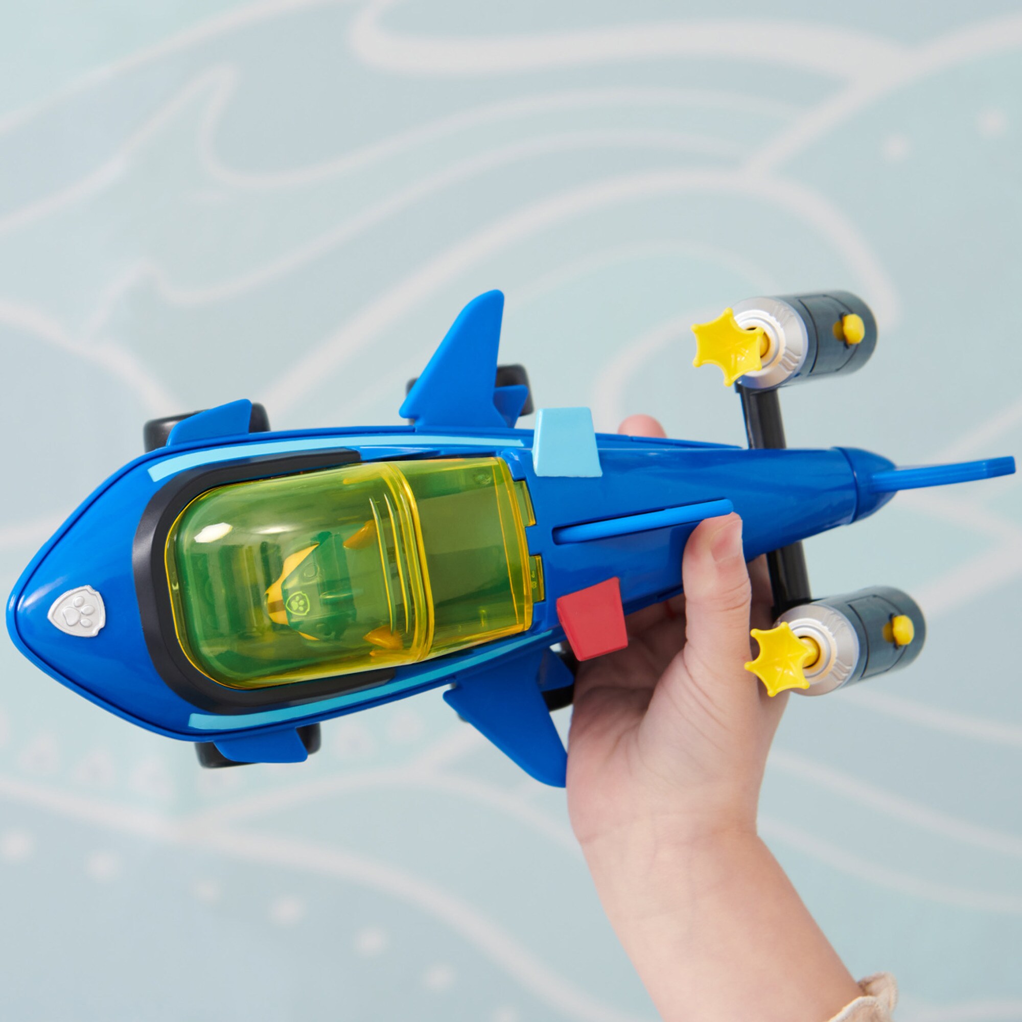 Spin Master Spielfahrzeug Paw Patrol Aqua Pups - Basis Fahrzeug im Hai-Design mit Chase-Welpenfigur