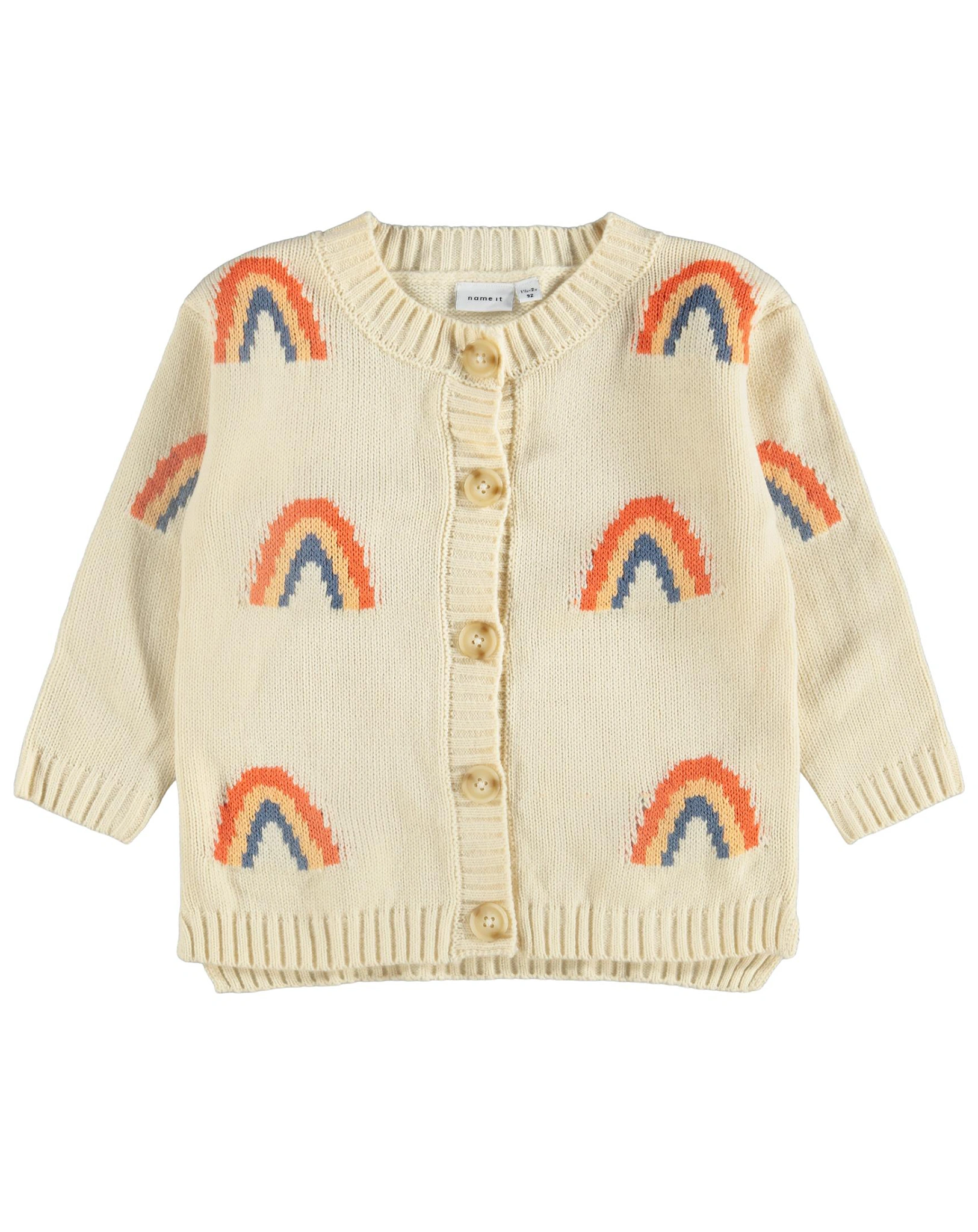 Strickjacke NMFTELENA RAINBOW in buttercream