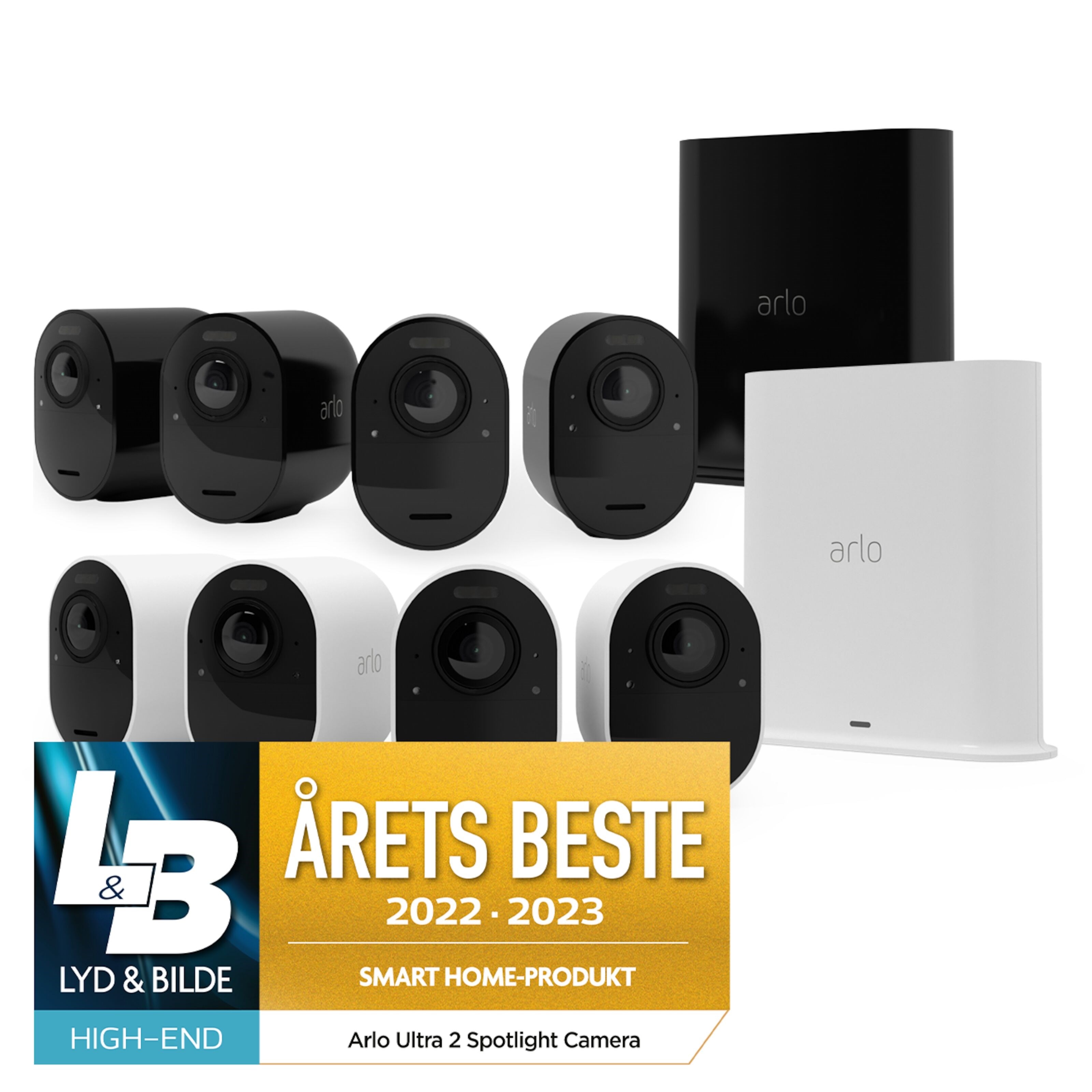 Arlo Ultra 2 Spotlight Trådløst overvåkingskamera 4-pk. Hvit