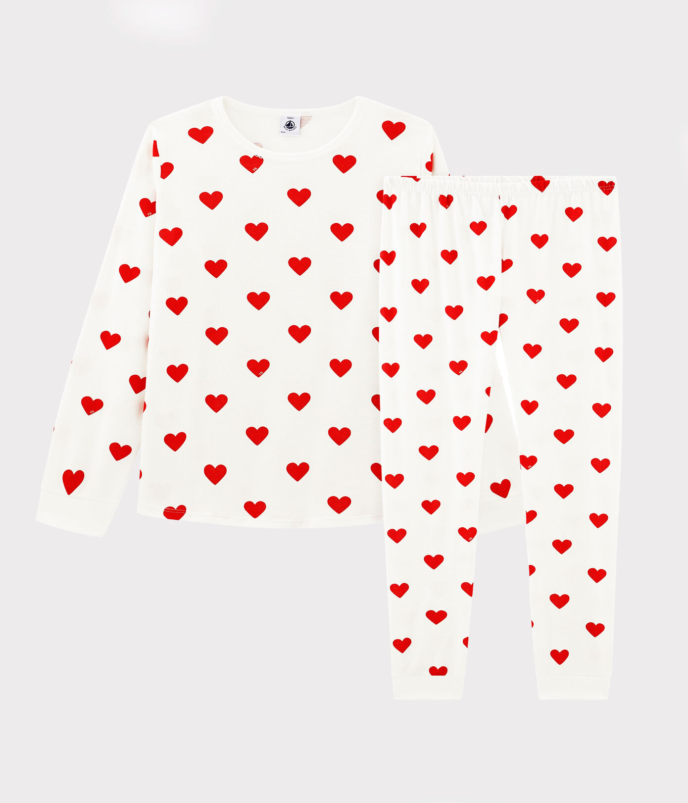 Pyjama enfant imprimé cœurs en côte