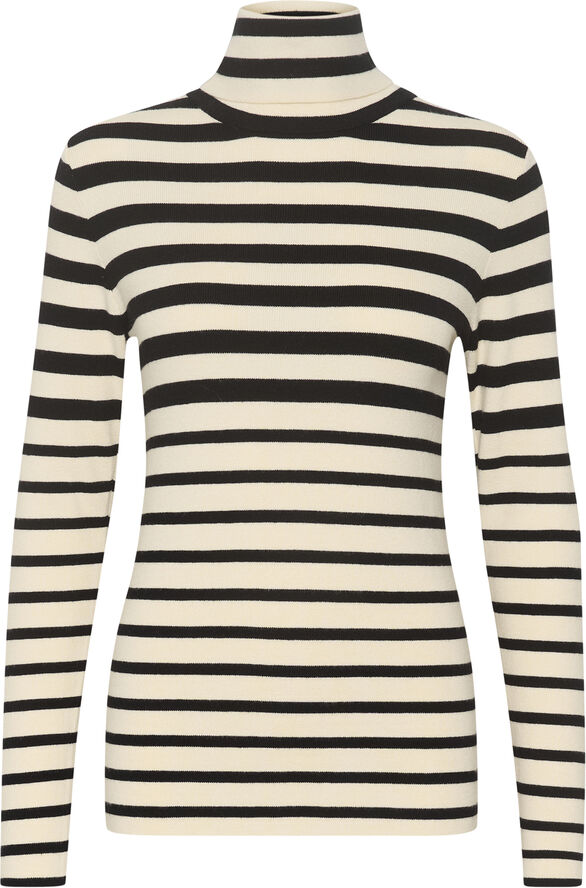 Soaked in Luxury SLSpina Striped Rollneck Black and white stripe