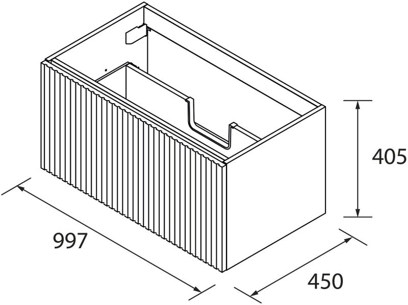 Muebles - Badmeubel - Natuurlijk Eiken - 100 cm - Ribbelfront met Zwarte Waskom