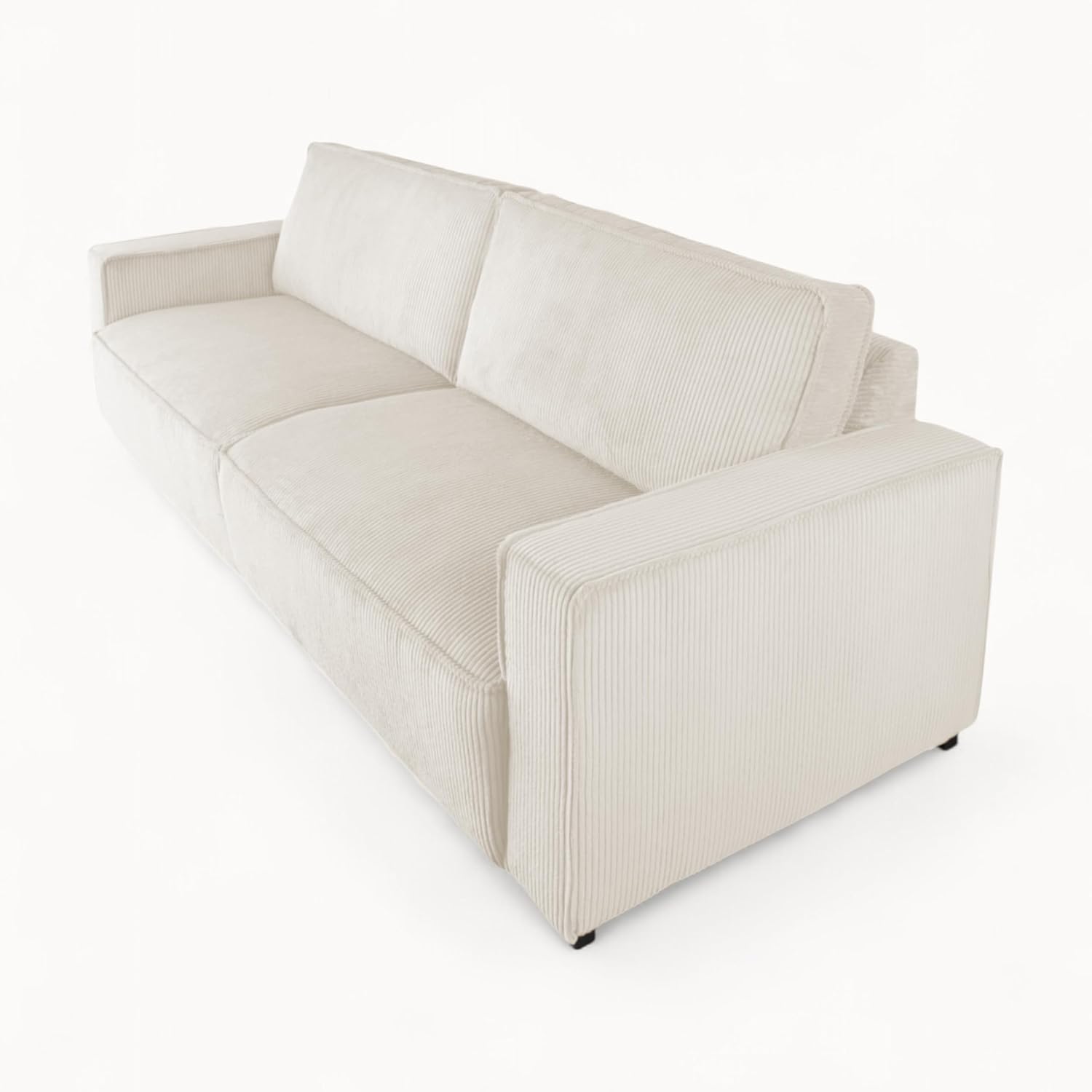 FENIKS Sofa 2 Sitzer - 2er Couch - 178 x 95 x 84 cm - kleine Stoffcouch - modern - Cord Stoff Plüsch - Santino Weiß