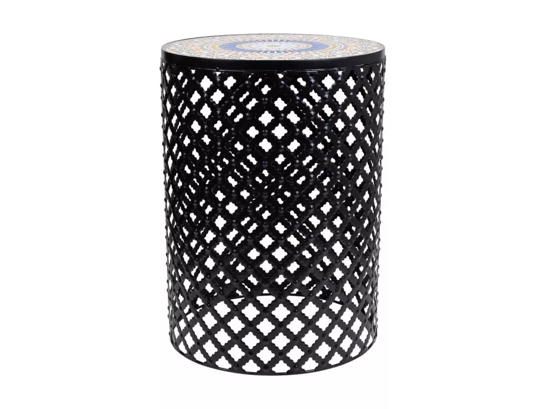 Ensemble de 2 supports en mosaïque et métal noirs